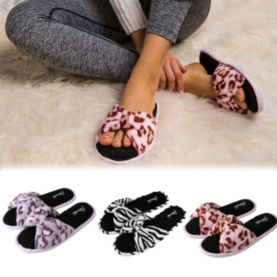Aerusi Women Open Toe Warm Soft Slippers Cozy Memory Foam Sole Spa Indoor Shoes - Image 1 of 4