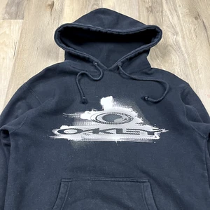 Y2K VTG Oakley Hoodie Black Mens Small Gorpcore Cyber Graffiti Software - Picture 1 of 6
