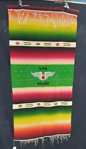 Vtg Mexico Mexican Blanket Serape Sarape Zarape Pic Runner Aviation Ca:1935 - Picture 1 of 12