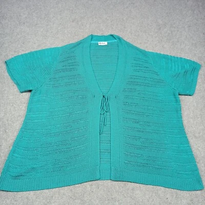 Cárdigan Ulla Popken DE 58/60 UK 32/34 Turquesa Punto Abierto Suéter Cordón Foto 1 de 4