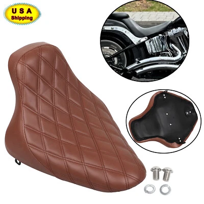 Asiento individual de cuero sintético marrón para conductor para Harley Heritage Softail Night Train Foto 1 de 4