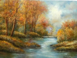 Yellow Trees Autumn Landscape Original Ronny Lee 12x16 Oil Painting Art Unframed - Picture 1 of 1
