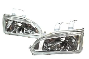 Faros transparentes para 92-95 Honda Civic 2/3/4 puertas cromadas carcasa con luz de ciudad JDM - Imagen 1 de 3