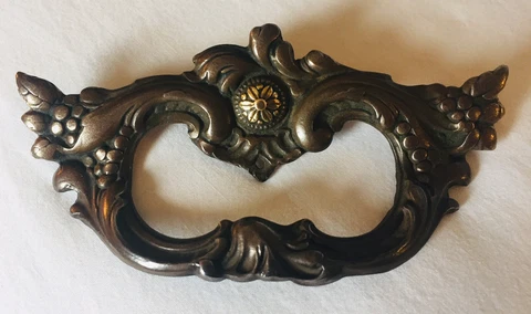 Victorian Brass Antique Hardware Drawer Pull Knob Handle French Provincial Cover