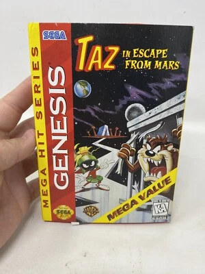 New Taz in Escape from Mars [Cardboard Box] (Sega Genesis, 1994) CIB Complete - Image 1 of 4