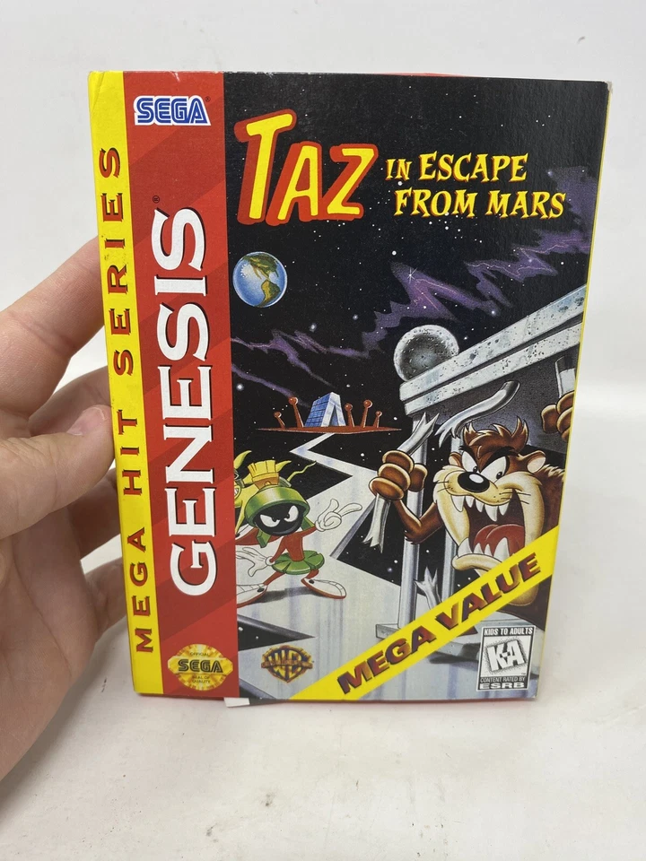 New Taz in Escape from Mars [Cardboard Box] (Sega Genesis, 1994) CIB Complete - Image 1 of 4