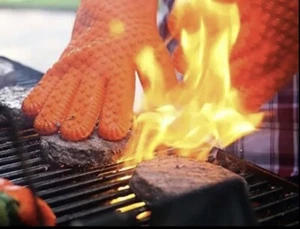 BBQ Grill Hitzebeständige Handschuhe Barbecue Silikonhandschuhe Rauchen Kochen Küche - Bild 1 von 3