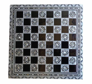  Ägyptisches handgefertigtes Perlmutt Schachbrett, Handarbeit Intarsien 15,5" Zoll - Bild 1 von 3