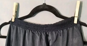 Black Nylon Half Slip Lacy Olga Secret Hug Bow Detail Lace Waist 26"-34" - Picture 1 of 7