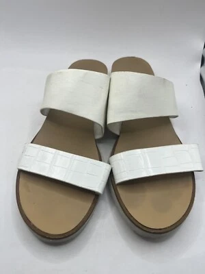 Novo Size 10 Ladies Slip On Strappy Flat Sandals Flip Flops White - image 1 of 4