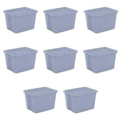 18 Gallon Tote Box Plastic Lightweight Stackable Set of 8 Household Storage Hot - Image 1 of 4