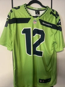 Nike Seattle Seahawks #12 Fan Color Rush Legend Neon Green NFL Jersey Sz Medium - Picture 1 of 9