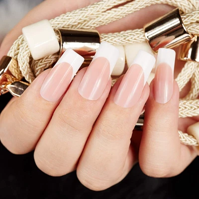 200 Pcs Extra Long Straight Square Nail Tips, Clear C Curve Full Cover - Image 1 of 4