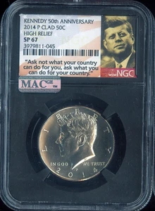 2014 P Clad Kennedy Half Dollar NGC SP67 High Relief Quality Auction - Bild 1 von 2