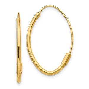 14K Yellow Gold Wire Threader Hoop Earrings 0.79gm L-25 mm, W-16.3 mm - Picture 1 of 4