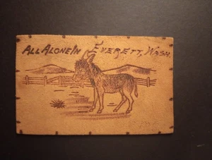 Tarjeta postal de cuero Everett, Washington (1904) saludos desde... - Imagen 1 de 2