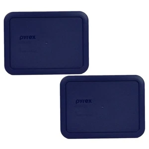 Pyrex 7210 PC 3 Cup Blue Rectangle Plastic Storage Lids 2 Pack BPA Free - Picture 1 of 4