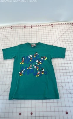 Camiseta De Colección Disney Mickey Mouse Personaje Turquesa Deletrear Logo Foto 1 de 4