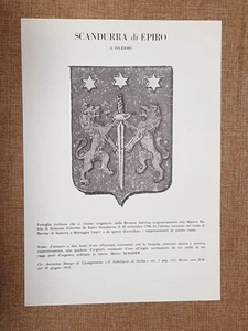 Scandurra di Epiro di Palermo Stemma Famiglia Nobile Nobiltà Araldica - Picture 1 of 1