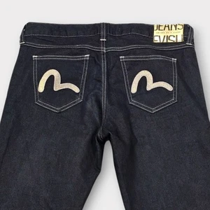 Evisu Womens Blue Jeans Pants Size 29 Embroidered Pockets Made In Korea Low Rise - Picture 1 of 15