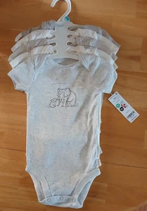 Carter's baby boy 6 month one piece body suit tan or white with elephants NWT - Picture 1 of 8
