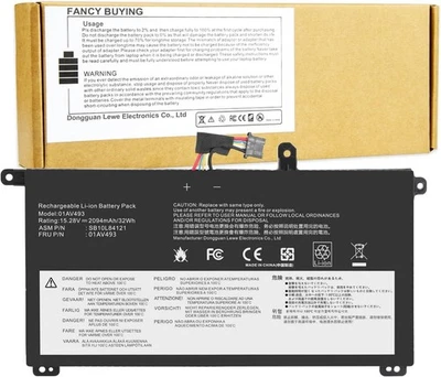 Сменный аккумулятор для ноутбука ThinkPad T570 00UR891 00UR892 01AV493 T580 - Изображение 1 из 4