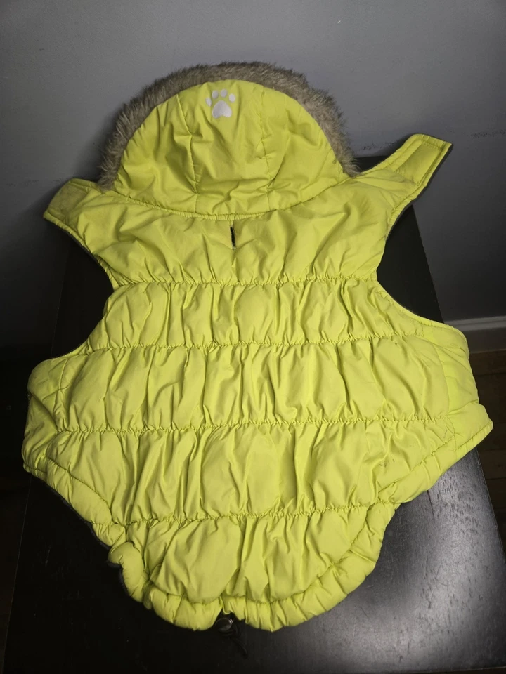 狗抓绒松饼外套带人造毛皮罩带VELCRO©SIZE大号适用于小型小狗 — 第 1/4 张图片