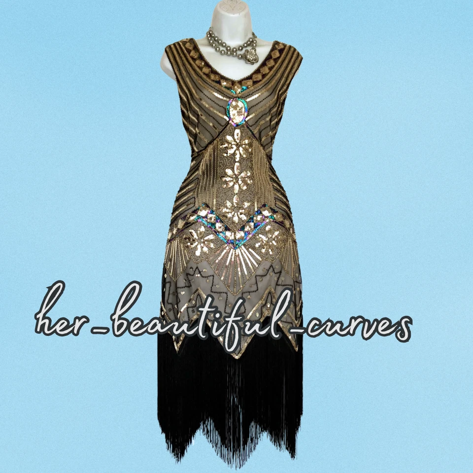 RO ROX SEQUINED BEADED 20s GATSBY STYLE PARTY DRESS SIZE 3XL  fits 18/20 - Image 1 of 4