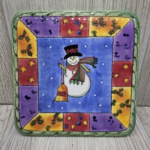 Sango The Sweet Shoppe Christmas Cheese Tray 7 7/8 Sue Zipkin 3041 Snowman - Picture 1 of 6