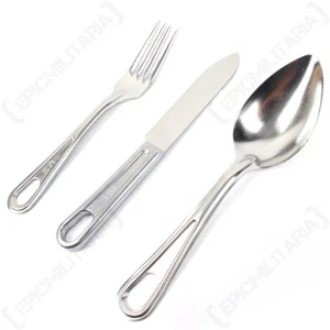 WW2 Repro US Knife Fork Spoon Set - Branded Army Cutlery Camping Eating New - Picture 1 of 6