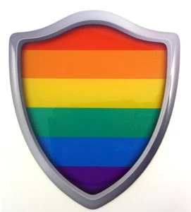 Pride lesbian gay flag Shield Domed Decal 3D Look Emblem Resin car sticker - Imagen 1 de 3