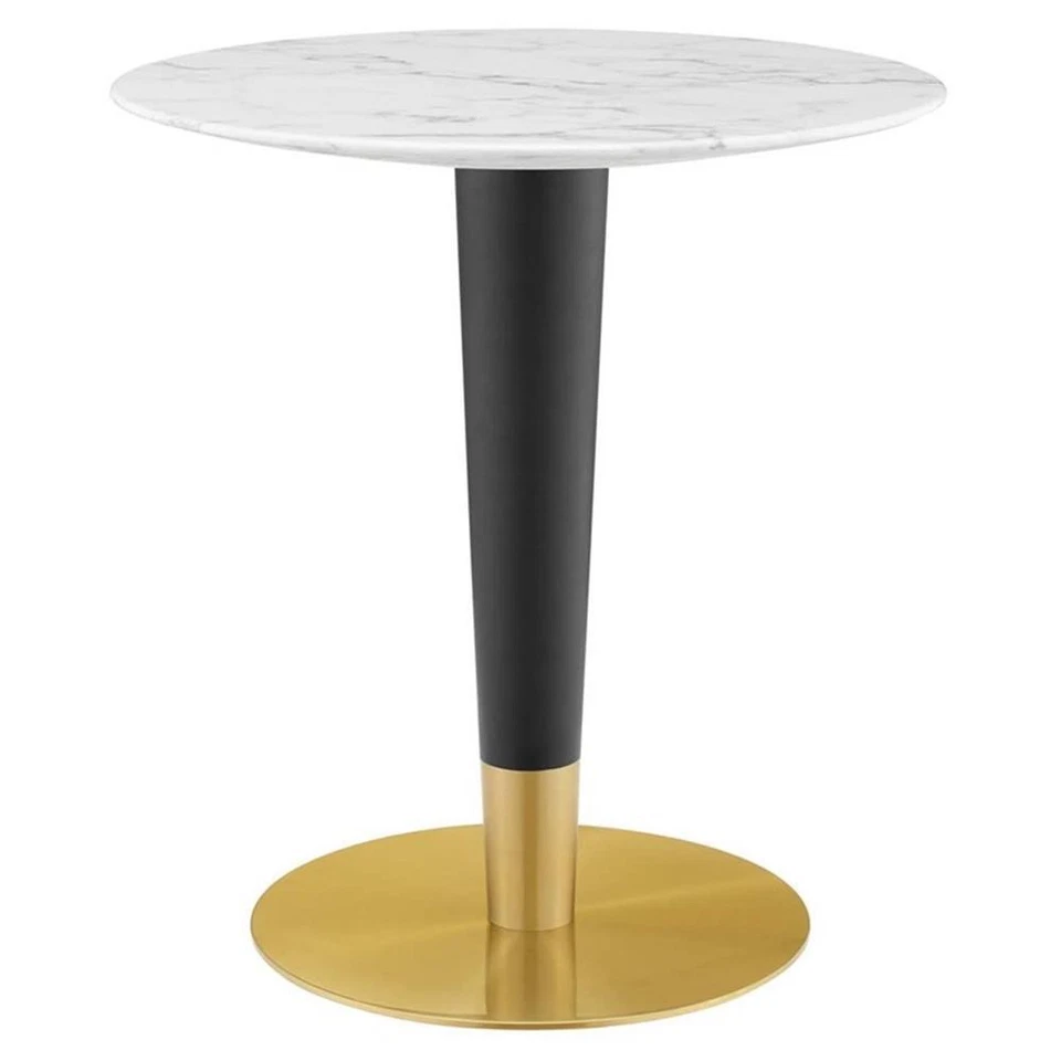 Modway Zinque 28" Artificial Marble Dining Table Gold/White -EEI-5121-GLD-WHI