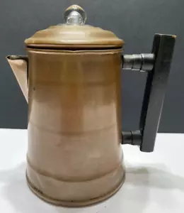 Vintage Small Camping Copper 2-4 Cup Percolator Coffee Pot Wood Handle - Picture 1 of 6