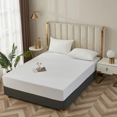 18" Extra Deep Super King Size Fitted Sheet White Polycotton Percale 200Tc - Image 1 of 4