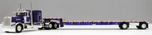 DCP 1/64 SCALE 389 PETERBILT FLAT TOP PURPLE, WITH TRANSCRAFT STEPDECK TRAILER 
