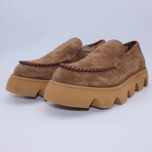 NEW SALVATORE FERRAGAMO -Wedge Platform Loafers Size 9 Cognac Suede - Picture 1 of 12