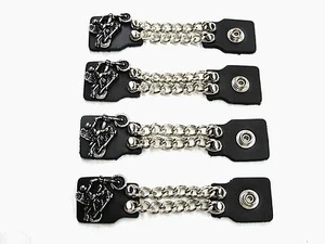 4 pc Genuine Leather Motorcycle Biker Vest Chain Extenders High Quality USA Made - Picture 1 of 3