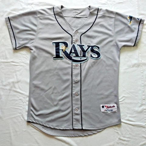 Majestic Mens Jersey Tshirt Top MLB Tampa Bay Rays Longoria #3 Gray Sz 48 Cover