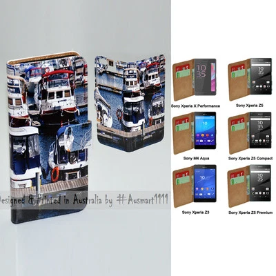 For Sony Xperia Series - Sail Boat Theme Print Wallet Mobile Phone Case Cover - Image 1 of 3