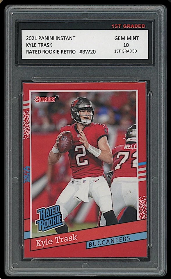 KYLE TRASK 2021 PANINI INSTANT 1ST GRADED 10 RATED RETRO ROOKIE CARD BUCCANEERS - Image 1 of 1
