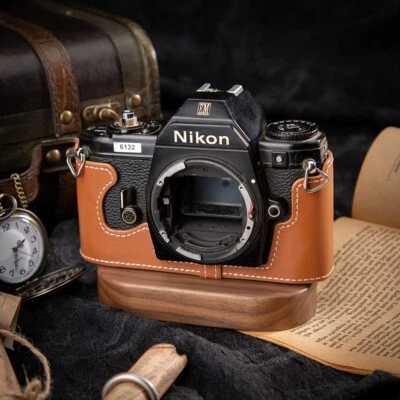 Funda para Nikon EM Hecha a Mano Cuero Real Media Cámara Estuche Bolsa Cubierta Foto 1 de 2