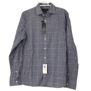 NWT Bloomingdale’s Men’s Plaid Stretch Button Down Shirt Cotton Blend L/XL - Picture 1 of 16