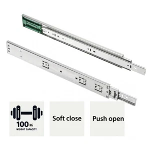 Drawer Runners Heavy Duty Steel Ball Bearing Soft Close Push Open Up to 100kg - Picture 1 of 11