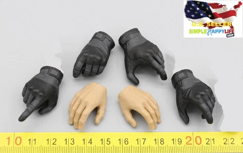 1/6 male Black Gloves Hands type For 12'' figure Phicen hot toys worldbox ❶USA❶ Cover
