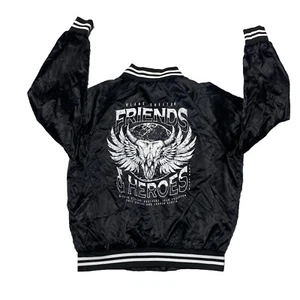 Blake Shelton Jacket “Friends & Heroes Satin Mens L Black Snap Buttons Graphic - Picture 1 of 9