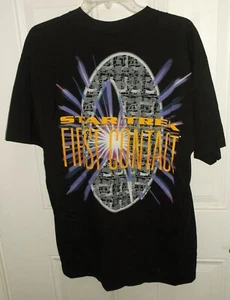 STAR TREK FIRST CONTACT BLACK T-SHIRT XL ADULT SHORT SLEEVE GILDAN DISNEY NEW - Picture 1 of 9
