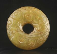 Chinese old natural jade hand-carved statue flower pendant h