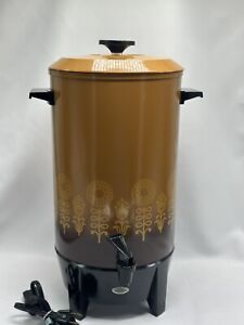 FLOWERS Percolator Retro The WEST BEND Company MCM 36 Cup 9711 GOLD