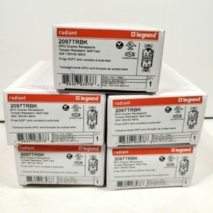 5 x Legrand 2097 TRBK Radiant BLACK GFCI Tamper Resistant Self-Test FREE SHIP - Picture 1 of 5