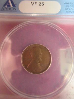 1909-S VDB Lincoln Cent ANACS VF25 BN - Image 1 of 4